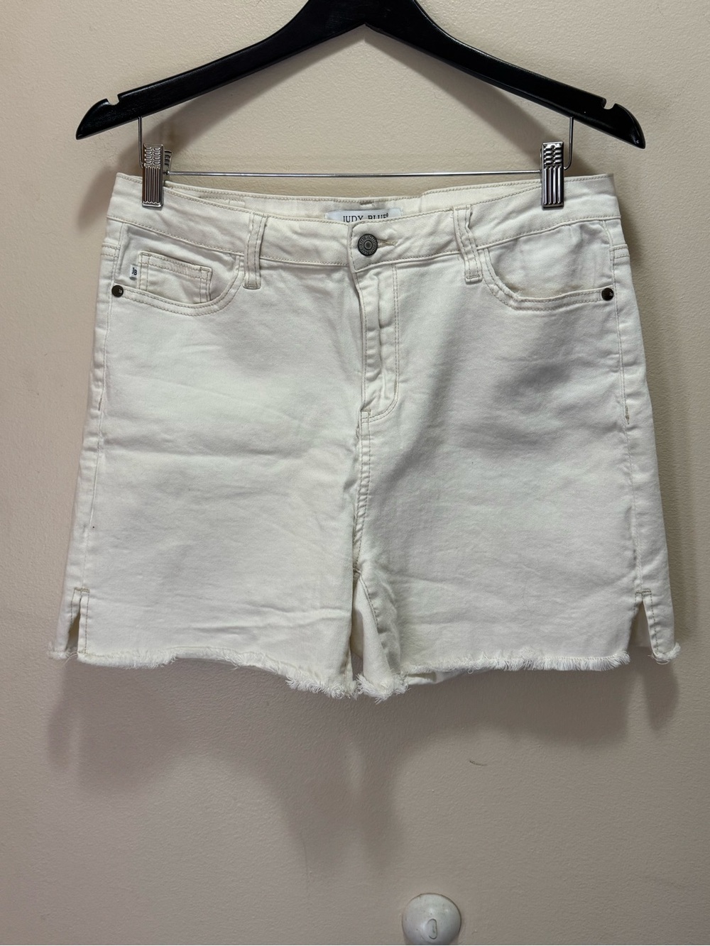 Judy Blue White Denim Frayed Hem Shorts